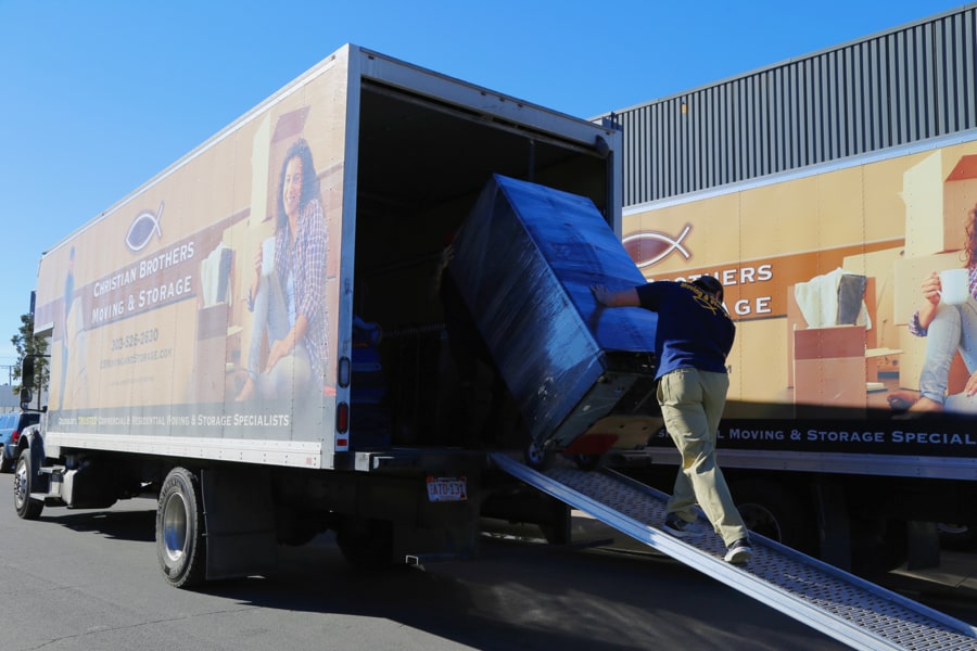 CB Moving and Storage team loading moving truck in Colorado